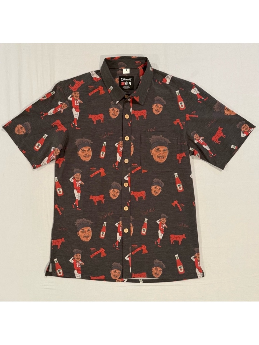 Shinesty x NFLPA Patrick Mahomes Hawaiian Shirt Mens Small Kansas City Chiefs
